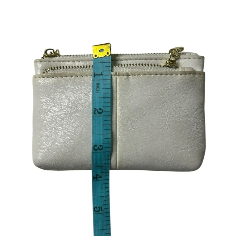 Coquette Girly Cute Mini Multi-Pocket Faux Leather Change Purse Heart Zipper OS